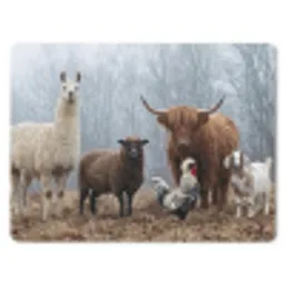 Boerderijdieren - Groep - Mist - Natuur - Rustiek muismat rubber klein -3d