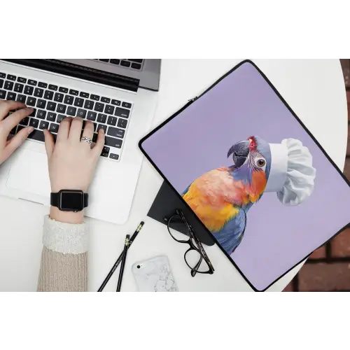 Papegaai - Koksmuts - Paars - Cute laptophoes neopreen klein -bureau