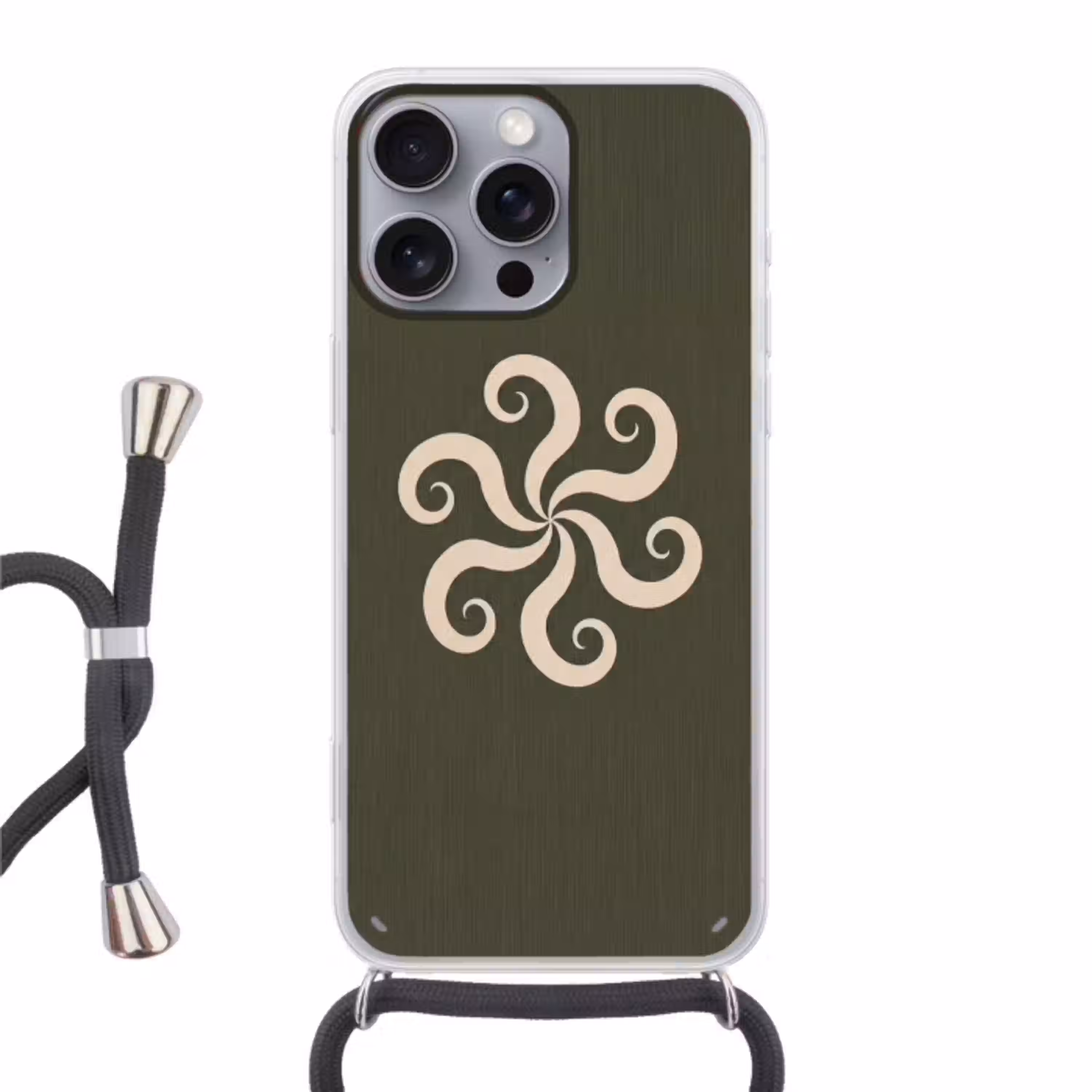 Patroon - Spiraal - Abstract - Modern - Groen Hoesje iPhone 16 Pro Max met koord klein -3d