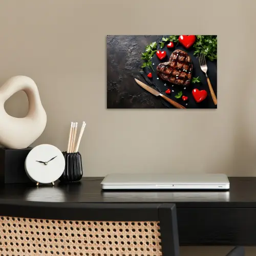 Steak - Hart - Bestek poster papier klein -sfeer1