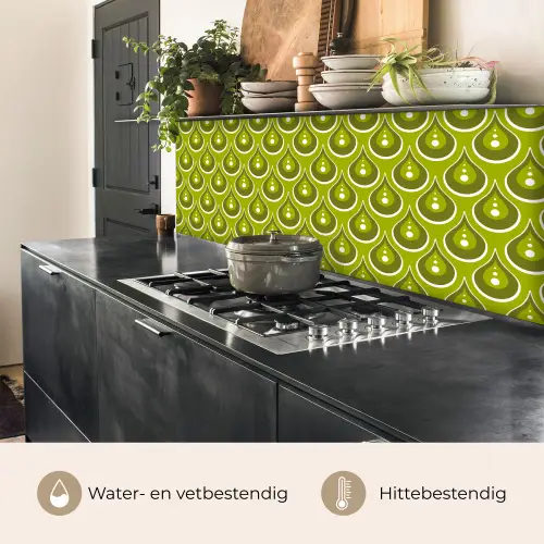 Patronen - Retro - Regen - Druppel - Groen keuken achterwand 2 middel 871 -usp_NL