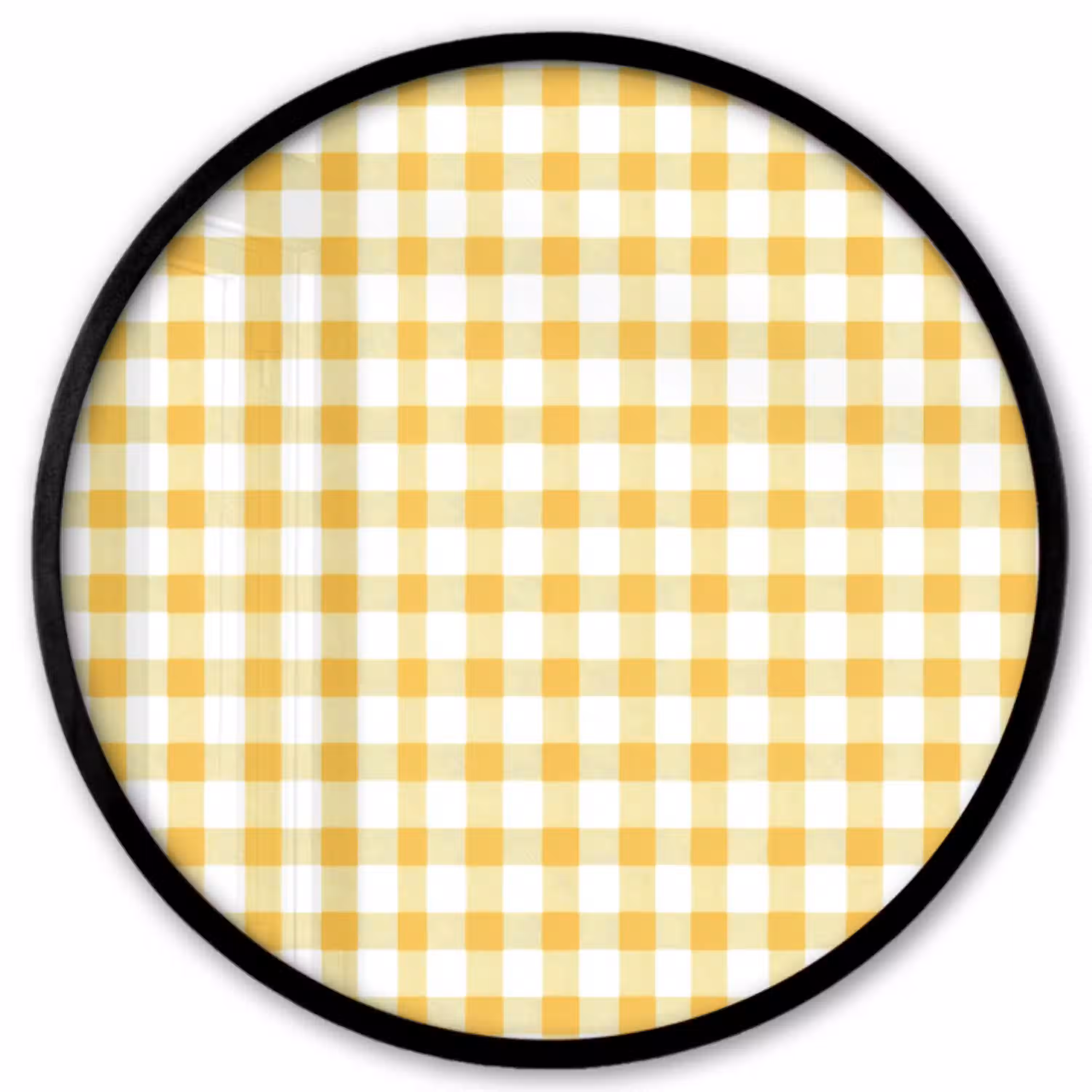 Ruit - Gingham - Klassiek - Geel en Wit Fotolijst rond zonder passe partout klein 856 -3d