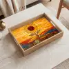 Zonnebloem - Mozaïek - Zonsondergang - Geel Dienblad Rechthoek middel -sfeer1