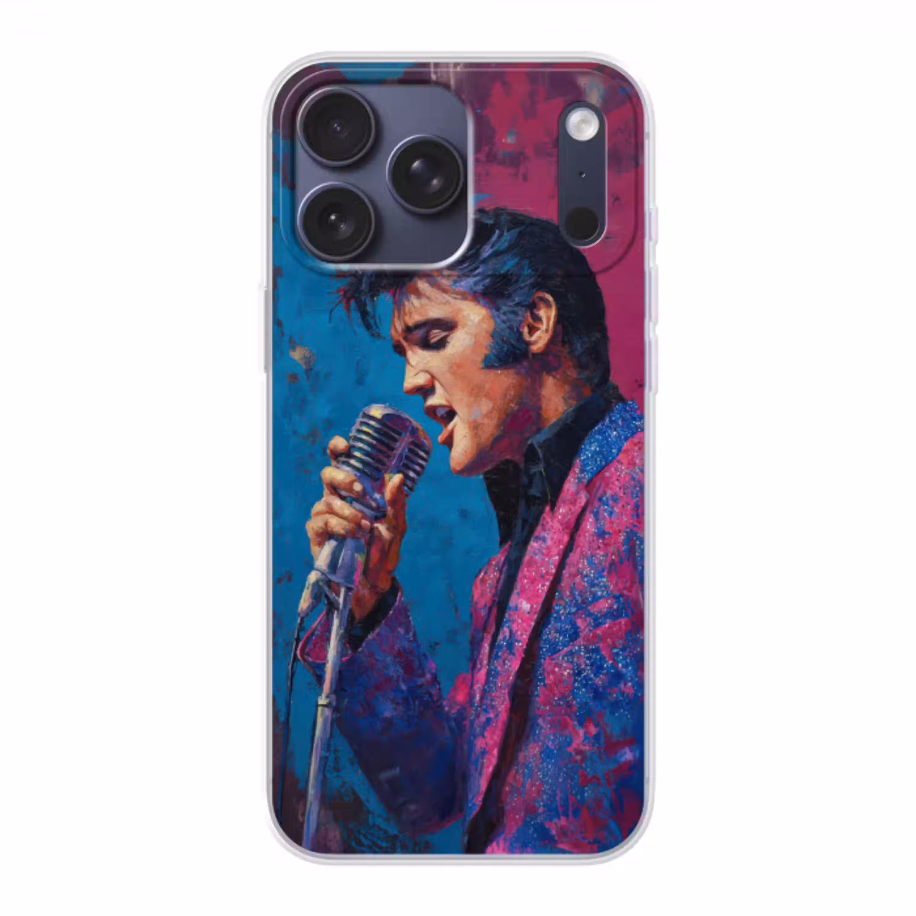 Zingende man - Glitterjas - Microfoon Telefoonhoesje iPhone 17 Pro Max klein -3d