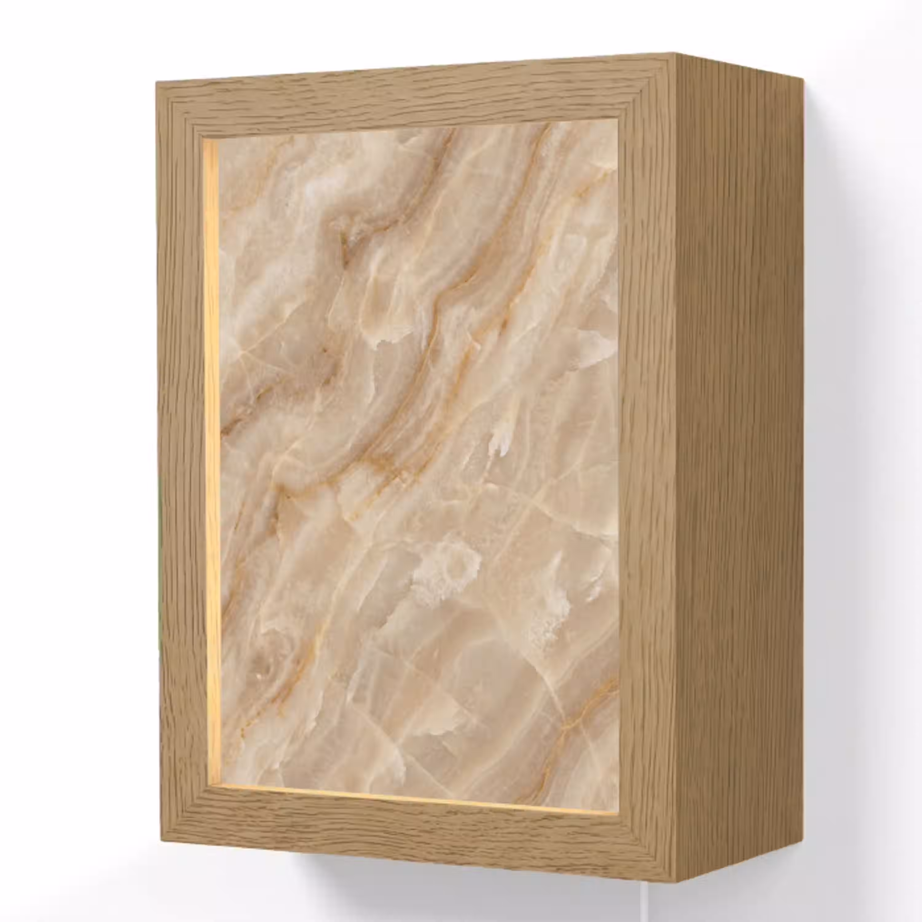 Steen - Ader - Natuur - Modern - Beige Light Box met kabel (Wandlamp) klein -3d