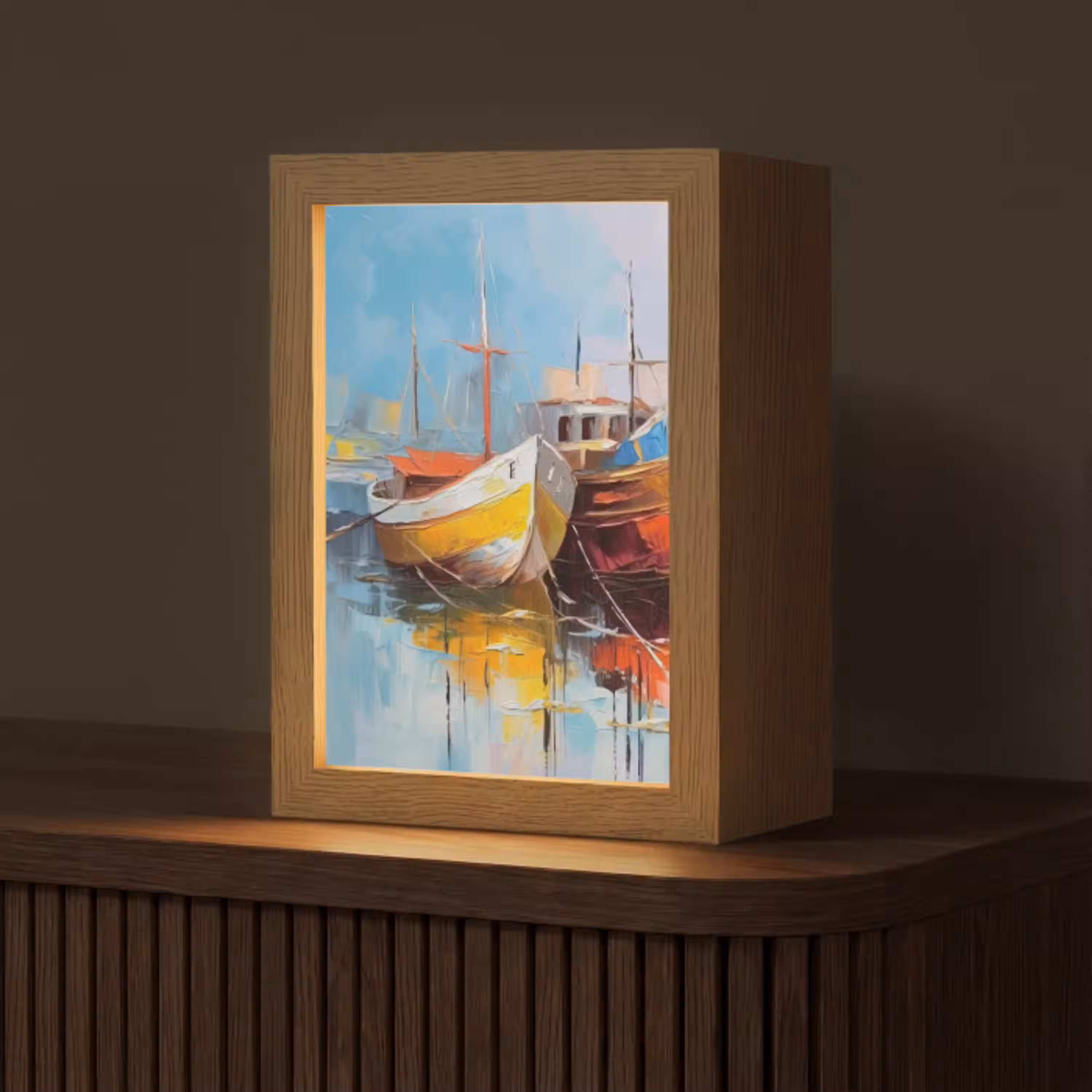 Boten - Kunst - Kleuren - Schilderij Light Box met kabel (Tafellamp) klein -z3d_website