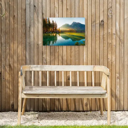 Bergmeer in de Ochtendzon Tuinposter op houten frame 2 cm dik klein -sfeer4