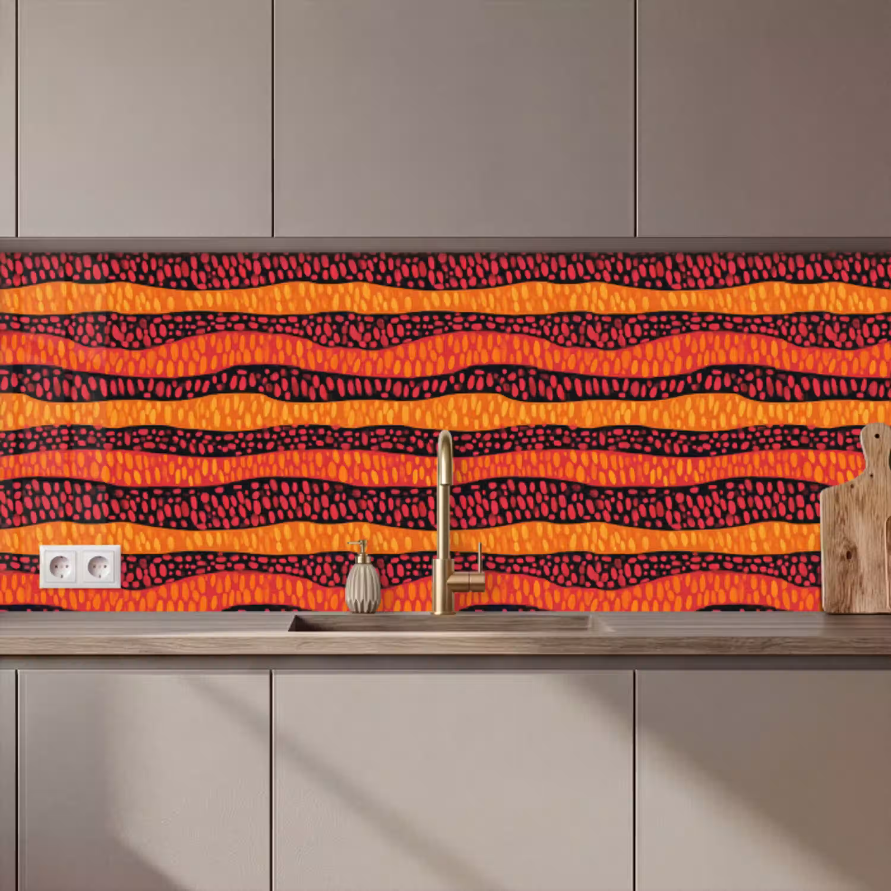 Oranje - Roze - Expressief - Patroon keuken achterwand 2 middel 871 zz_3dshopping