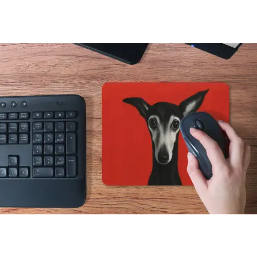 Windhond - Minimalistisch - Rood muismat rubber klein -toetsenbord