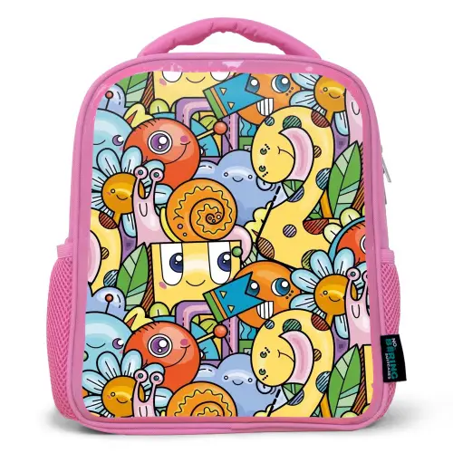 Monster met Stippen Kinderrugzak - Roze middel -3d
