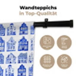 Patroon - Huizen - Blauw Wandkleed katoen klein 269 -tsfeer2_DE