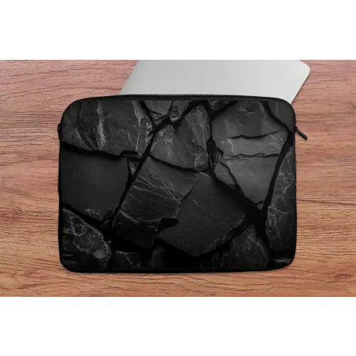 Zwart - Stenen - Rots laptophoes neopreen klein -tafel
