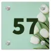 Witte tulpen - Traditioneel Naambord Vierkant klein -3d