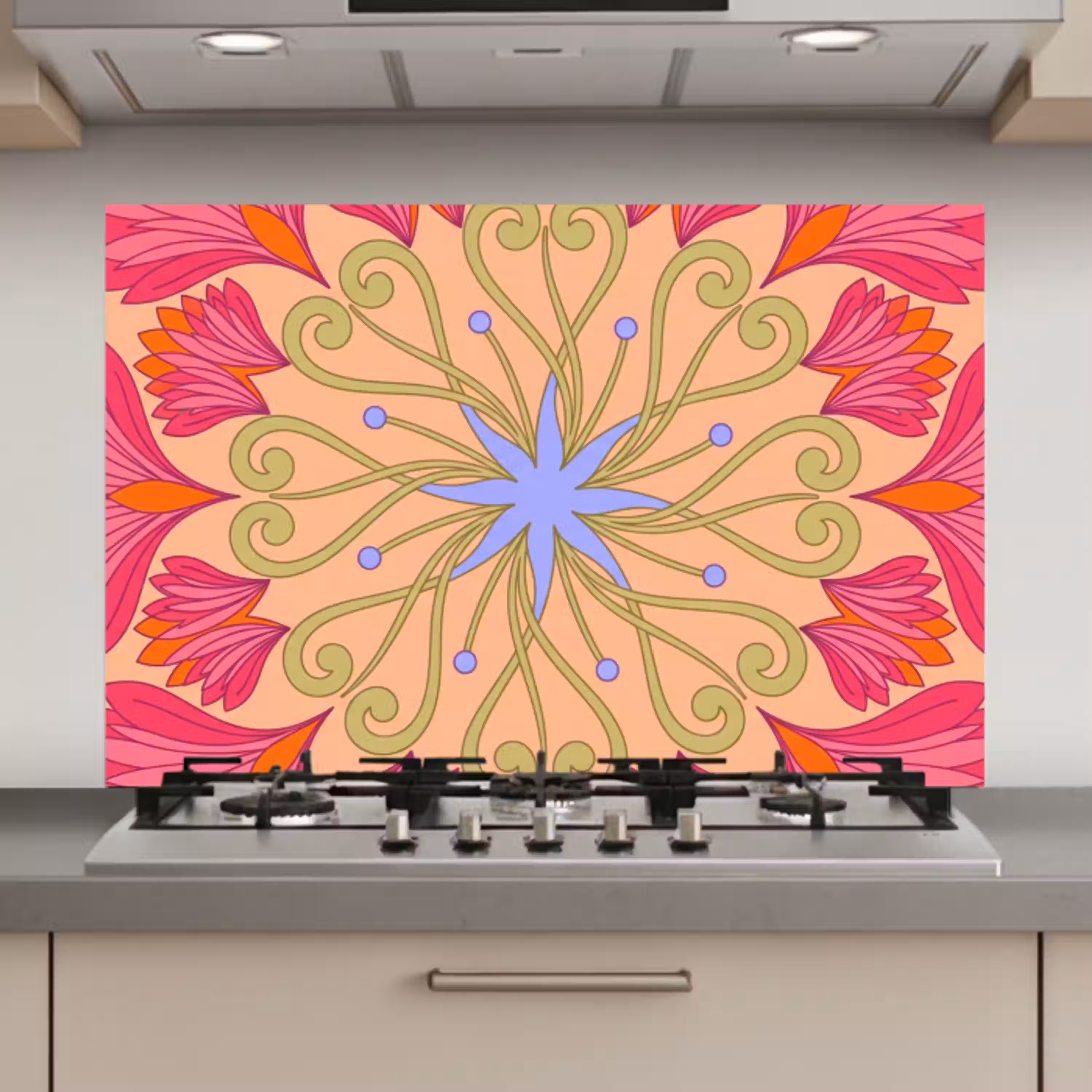Bloemen - Patroon - Abstract - Roze - Decoratief keuken achterwand spatscherm klein -3d_website