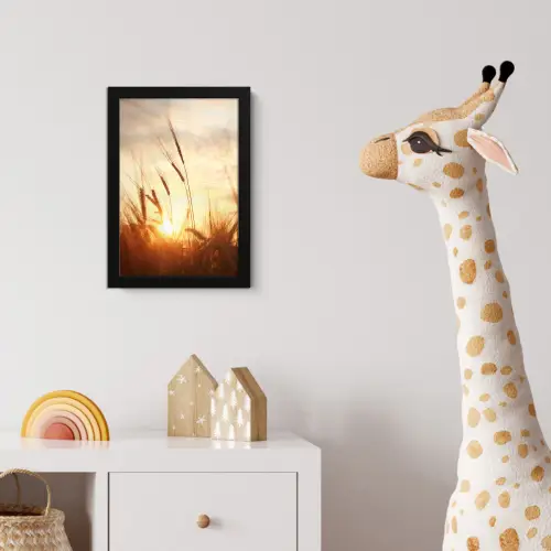 Riet - Gras - Zonsondergang - Natuur - Horizon fotolijst zwart zonder passe partout klein -usfeer4_kinderkamer