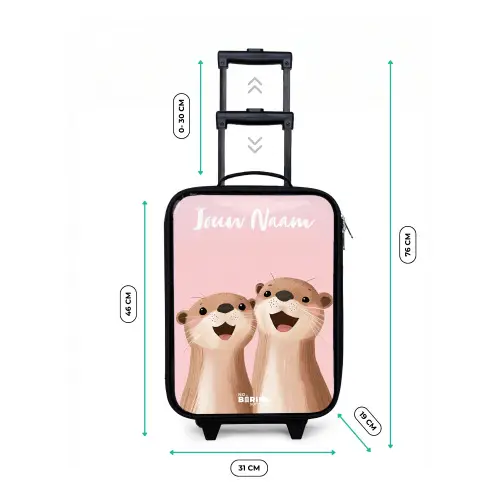 Glimlach - Otters - Roze - Illustratie Kinderkoffer - Zwart klein -productfoto_formaten