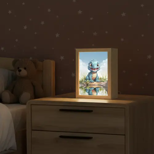 Draak - Blauw - Jongens - Kinderen Light Box met kabel klein -sfeer1_kind