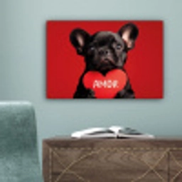 Amor - Hond  - Hartje - Rood canvas 2cm klein -sfeer4