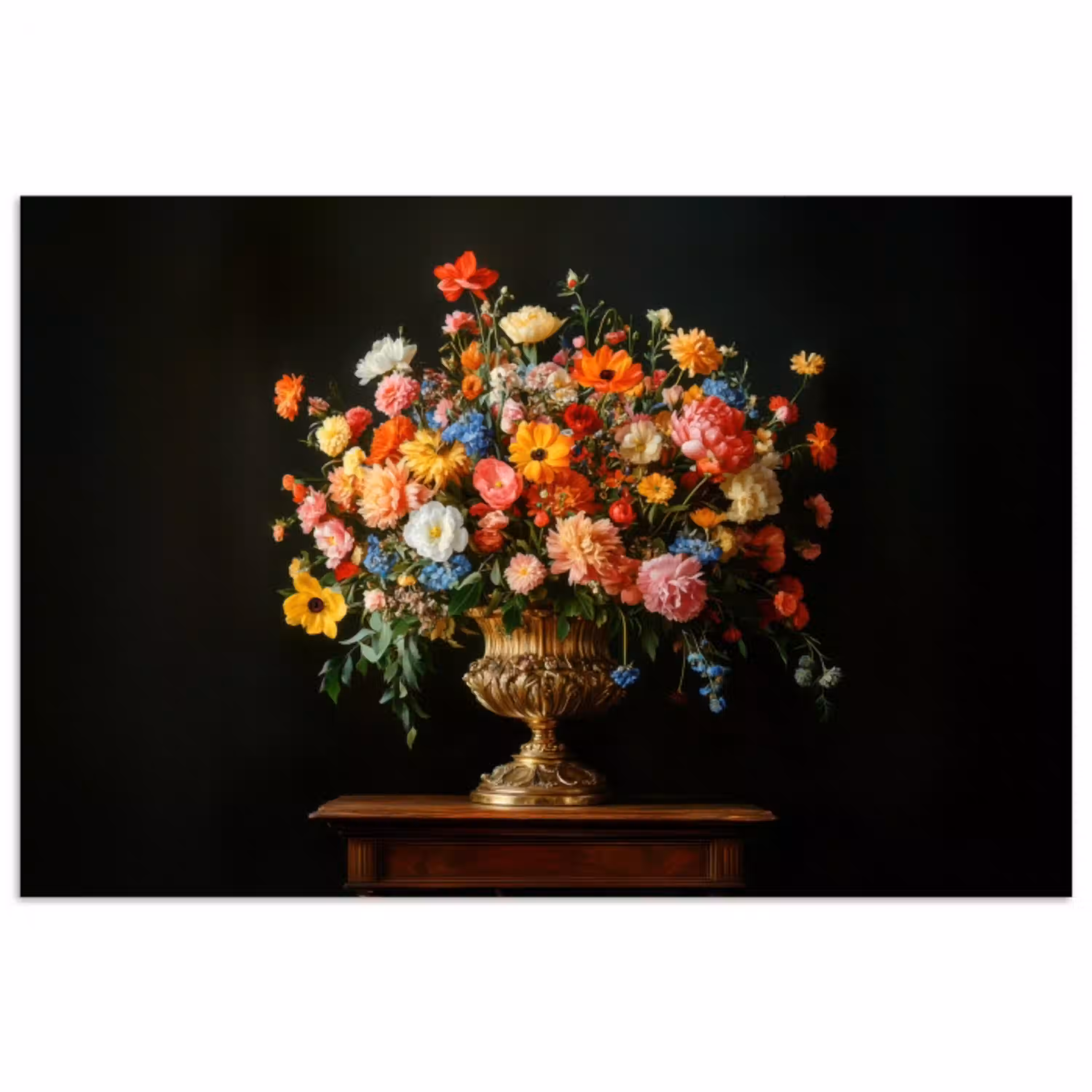 Goud - Bloemen - Kleuren - Vaas poster papier klein -3d
