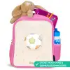 Voetbal in beige pastel kleuren Kinderrugzak - Roze middel -inhoud_NL