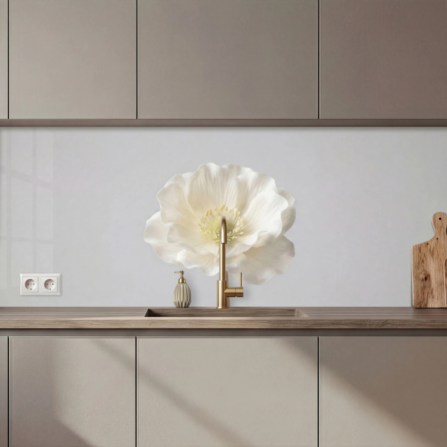 Bloem - Minimalistisch -Wit keuken achterwand 2 middel zz_3dshopping