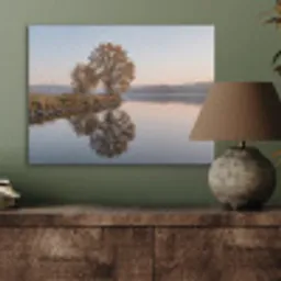 Bomen - Reflectie - Water - Zonsopgang - Serene PET vilt klein -sfeer2