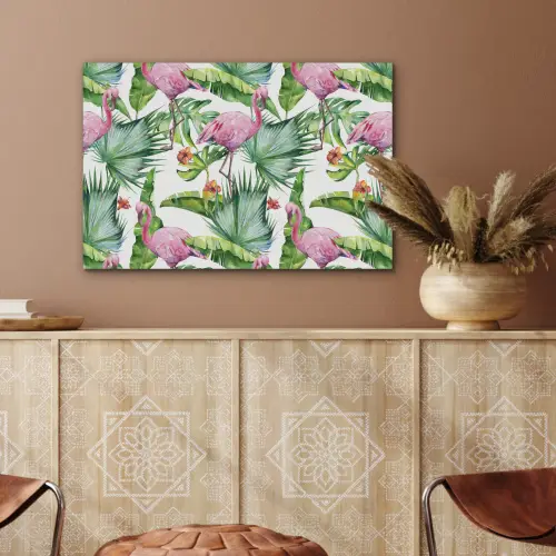 Flamingo - Bloemen - Bladeren - Jungle - Tropical PET vilt middel -sfeer4