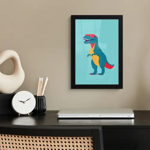 Dinosaurus - Blauw - Zonnebril fotolijst zwart zonder passe partout klein -sfeer1