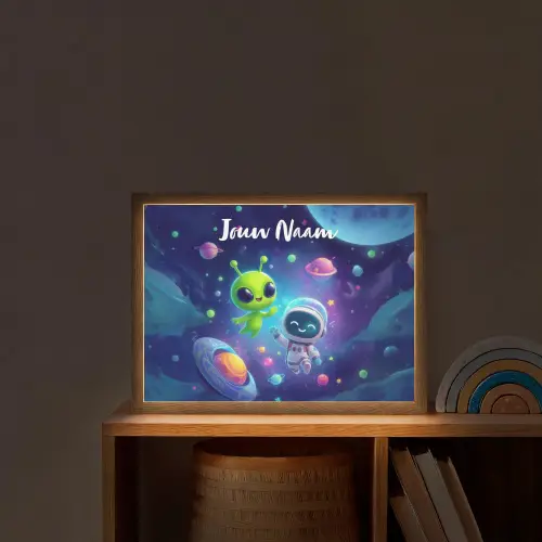Alien - Astronaut - Ruimte - Planeten Light Box met batterij (Wandlamp kind) middel -sfeer1_kind