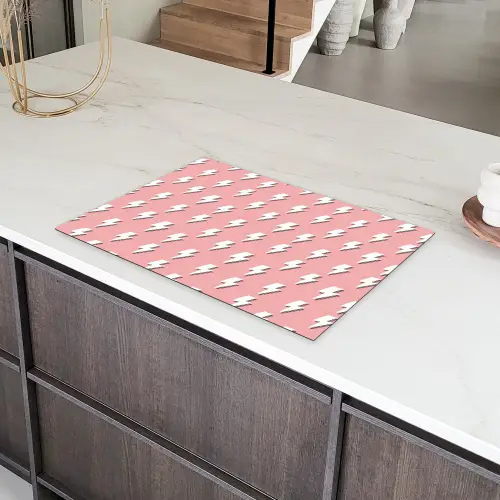 Patroon - Wit - Bliksem - Roze Inductie beschermer vinyl 3mm klein 276 -sfeer8