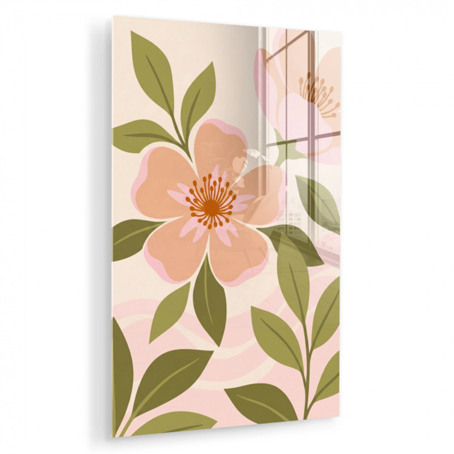 Grafisch - Bloemen - Roze plexiglas 5mm klein -zzzproduct_nieuw