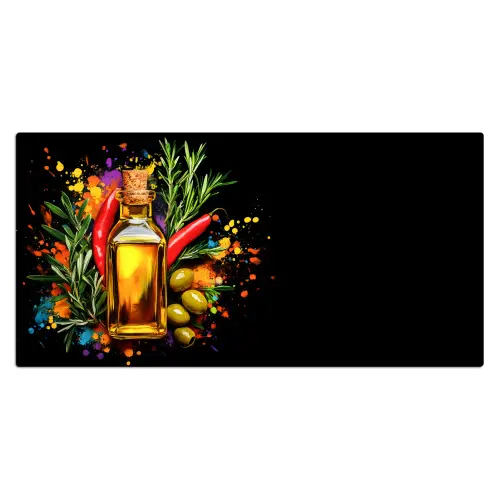 Olijfolie - Graffiti - Peper - Olijven - Modern Muismat XXL klein -3d_leeg