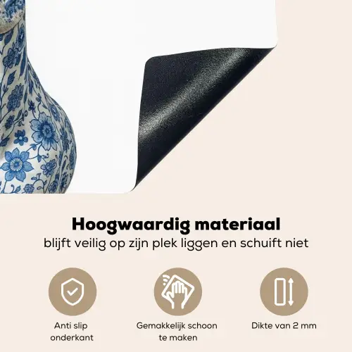 Giraffe - Delfts blauw - Dieren - Minimalistisch Inductie beschemer met haakjes klein -ky-onderkant-nl