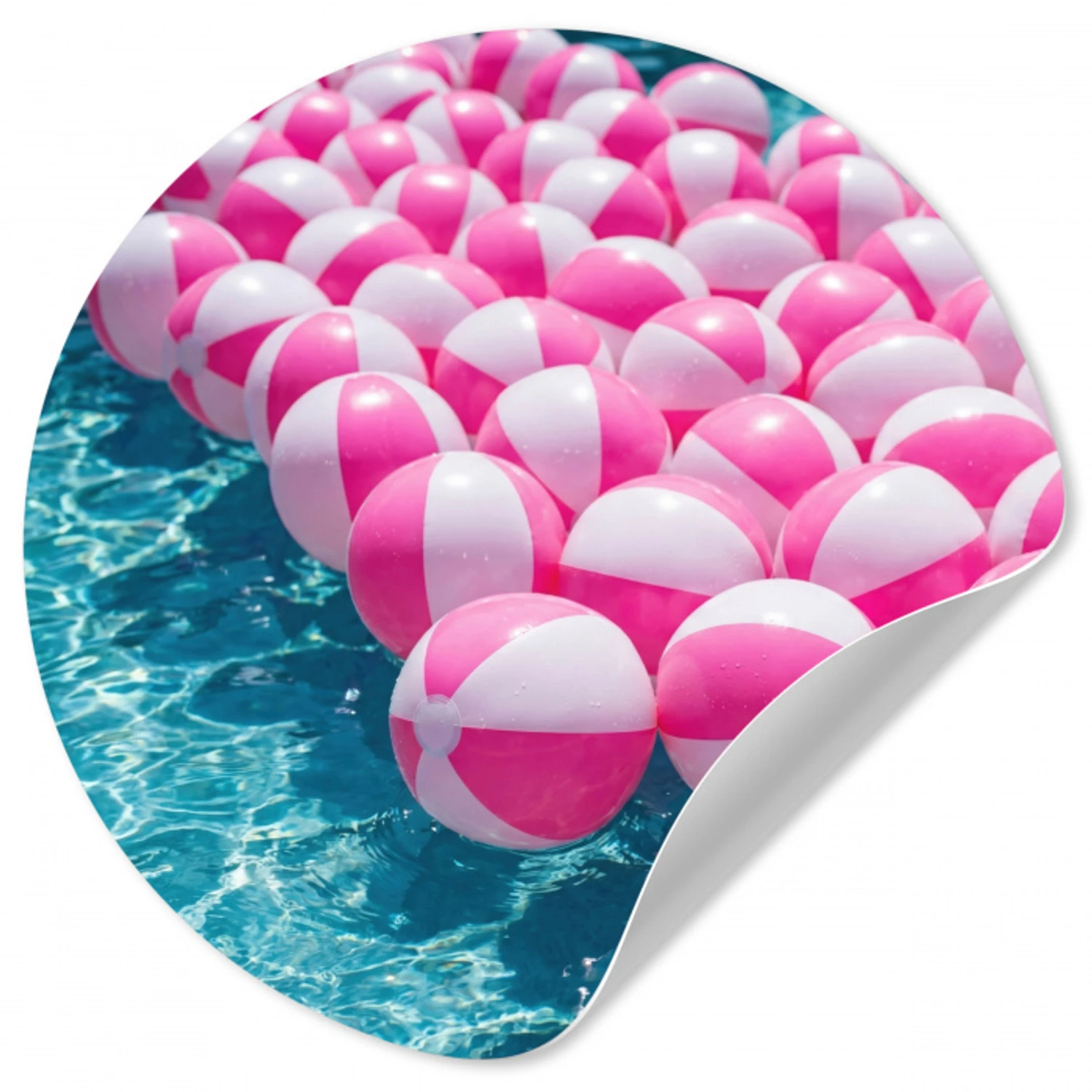 Strandballen - Roze - Water Wandcirkel behangsticker klein -3d