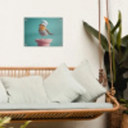 Roodborstje - Vogel - Koksmuts - Sokkel tuinposter los doek klein -sfeer7