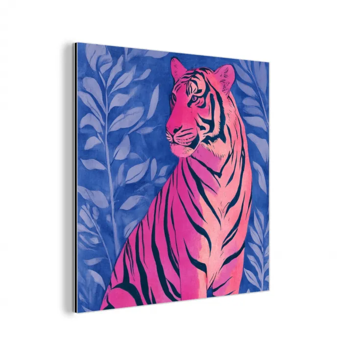 Tijger - Roze - Bladeren - Jungle aluminium wit klein -3d