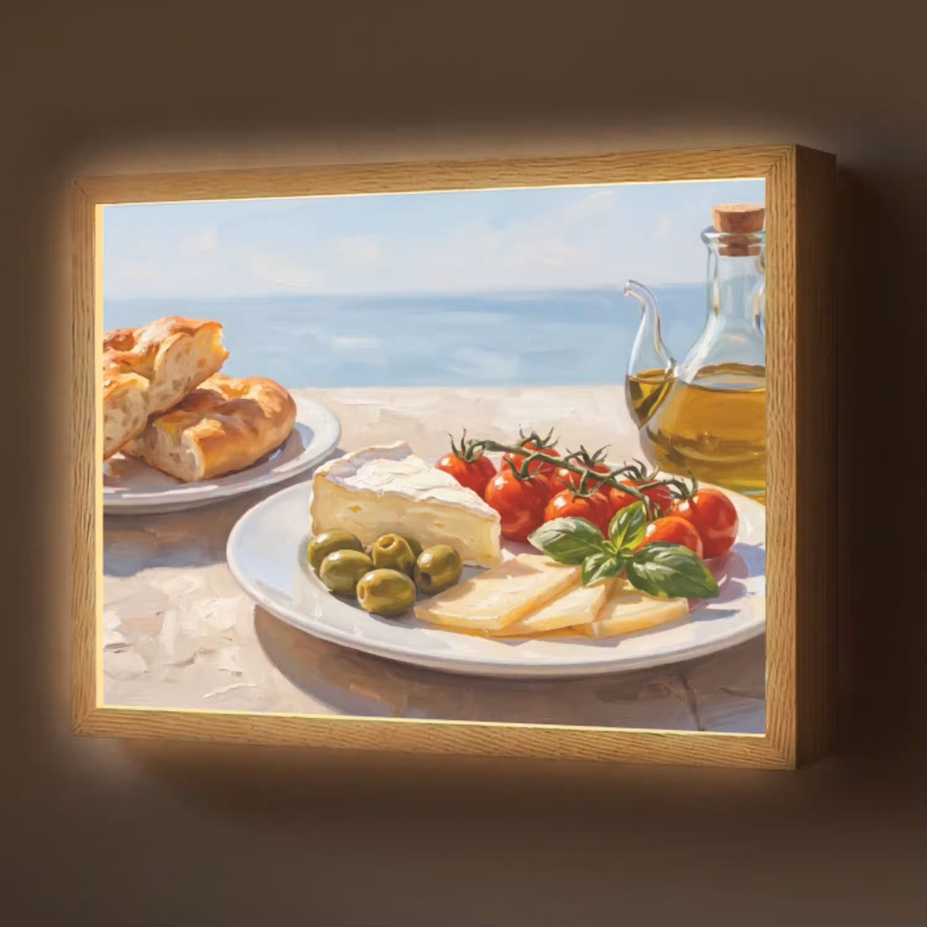 Eten - Middellandse Zee - Natuur - Geschilderd Light Box met batterij (Wandlamp) middel -z3d_website
