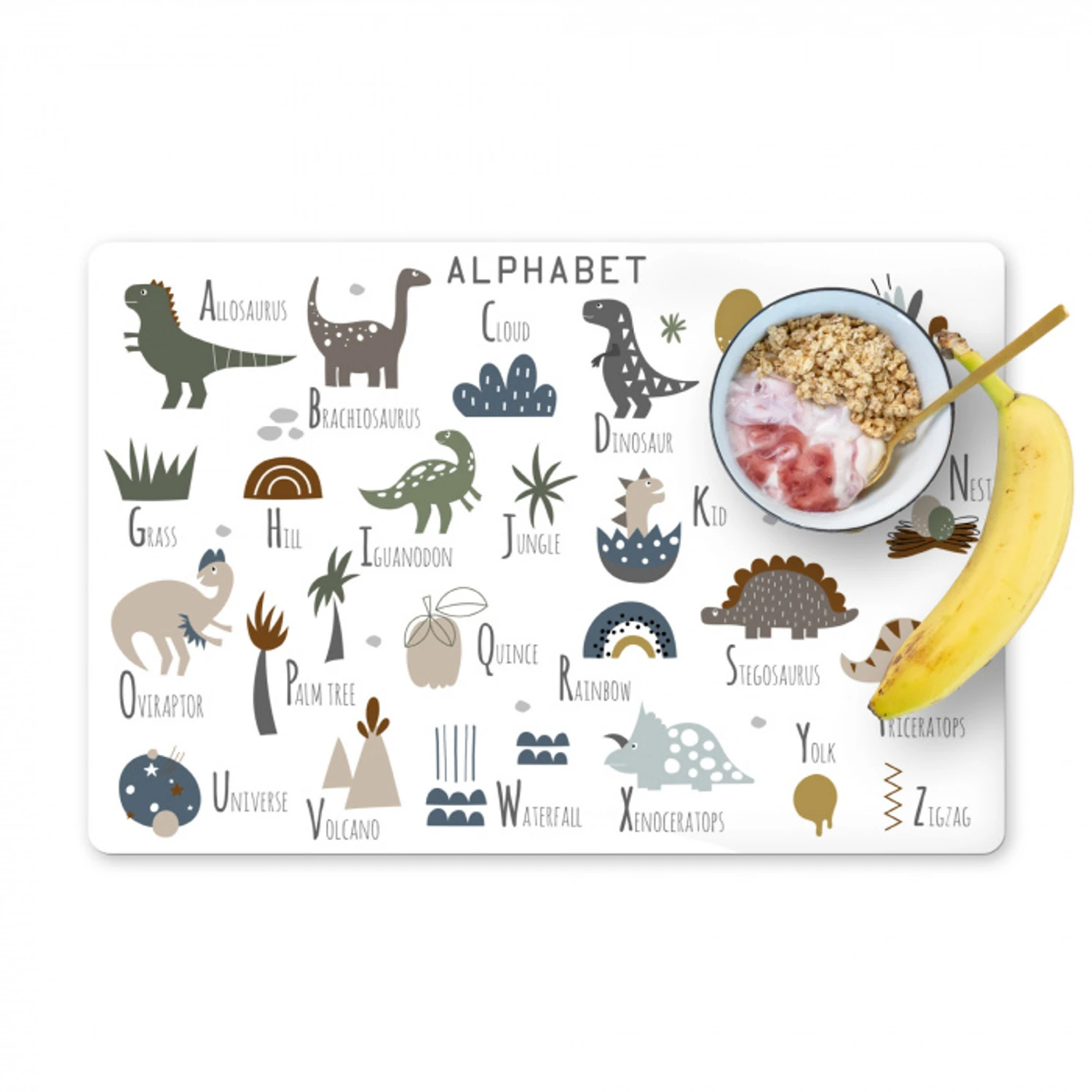 Kinderkamer - Letters - Dinosaurus - Jongens - Meisjes - Kinderen Placemat vinyl groot -zzzproduct_Kitchenyeah-website