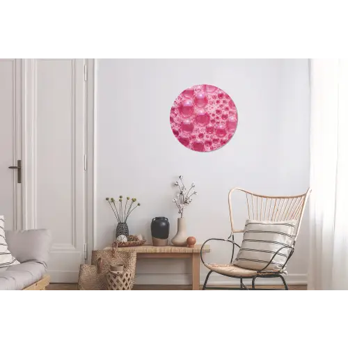 Roze - Schuim - Bubbels Wandcirkel aluminium klein -woonkamer