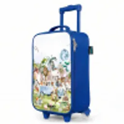 Busje met allemaal dieren Kinderkoffer - Blauw klein -productfoto_schuin