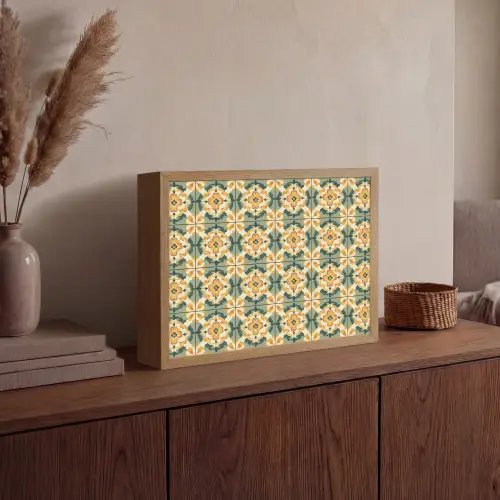 Keramiek - Verweerd - Kleurrijk Light Box met batterij (Wandlamp) middel 907 -sfeer2