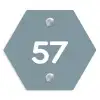 Effen blauwgrijs - Traditioneel Naambord Hexagon klein -3d