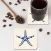 Blauwe zeester - Minimalistisch - Beige onderzetter kurk middel -sfeer2