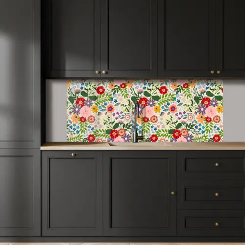 Bladeren - Bloemen - Design keuken achterwand 2 middel 871 -sfeer1