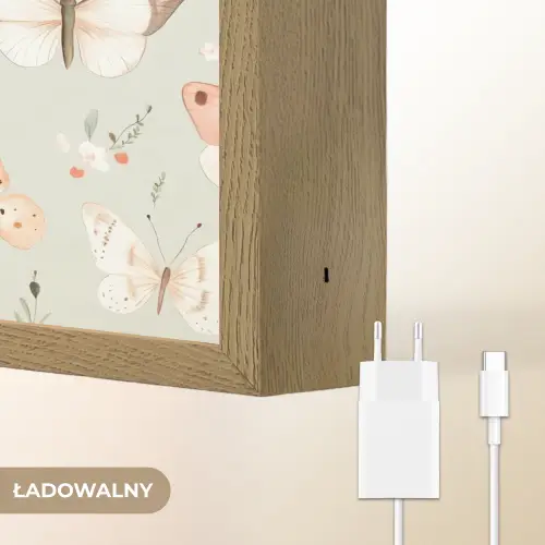 Patroon - Vlinders - Sierlijk - Bloemen Light Box met batterij (Wandlamp kind) middel -USP_websiteoplaadbaarNL