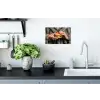 Vrouw - Hamburger - Bontjas Muursticker klein -keuken