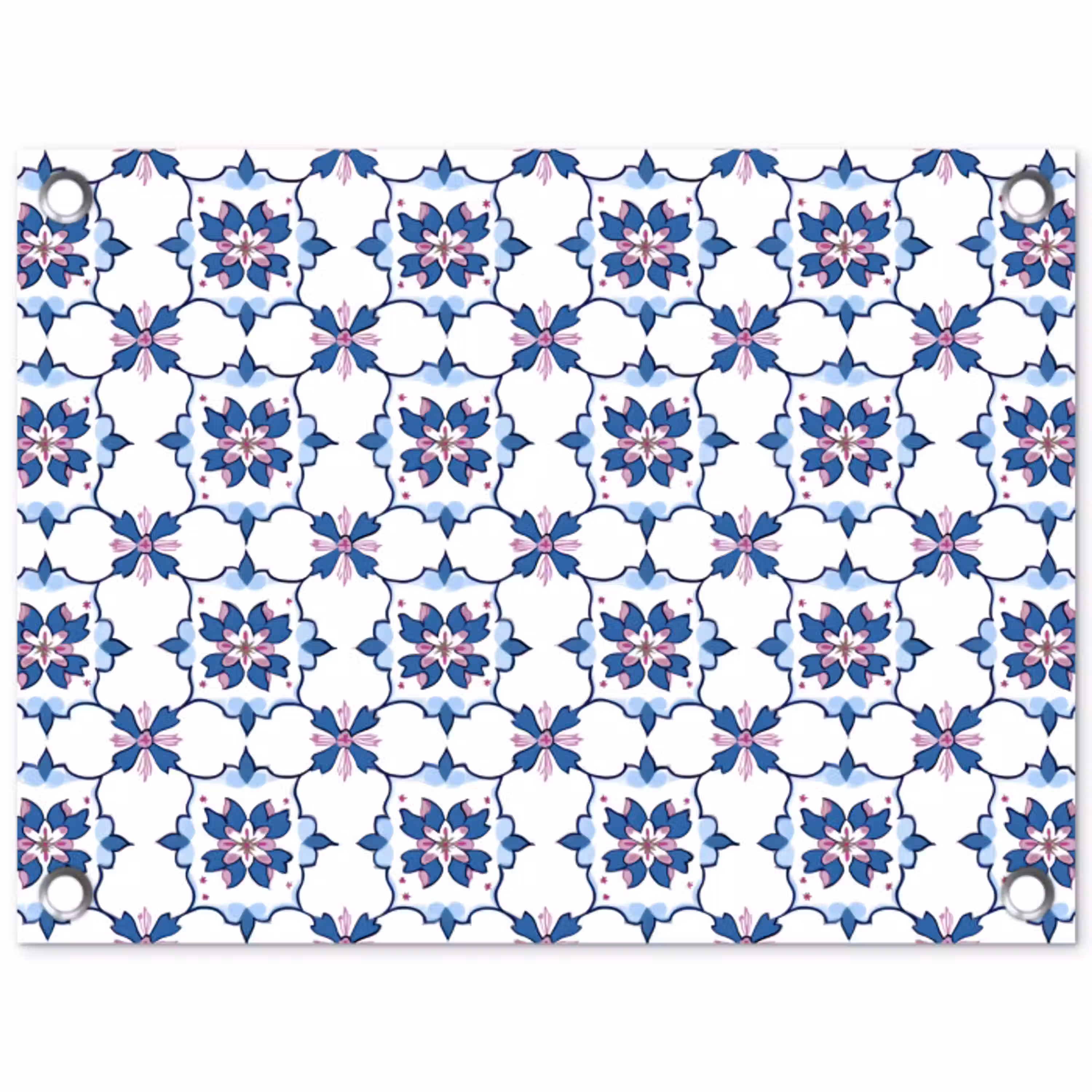 Modern - Patroon - Blauw - Roze tuinposter los doek klein 239 -3d
