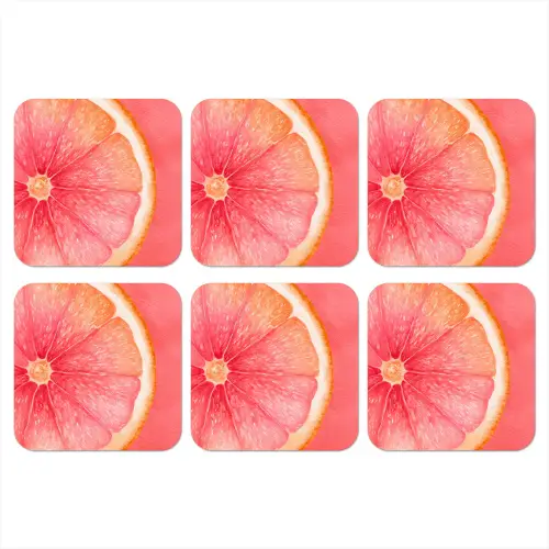 Grapefruit - Roze - Levendig onderzetter kurk middel -3d