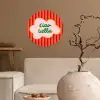 Ciao bella - Tekstwolk - Strepen - Oranje Wandcirkel behangsticker klein -sfeer1