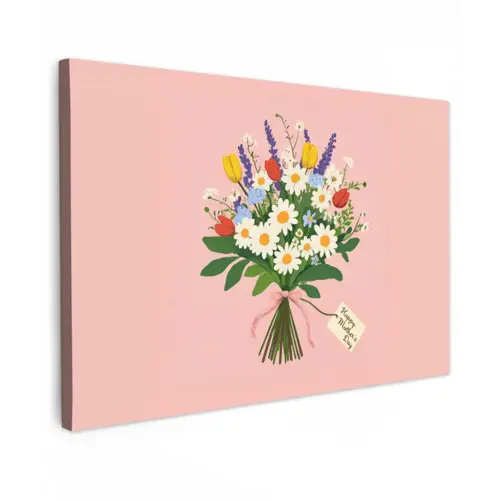 Bloemen - Lint - Kaartje Tuinposter op houten frame 2 cm dik klein -3d